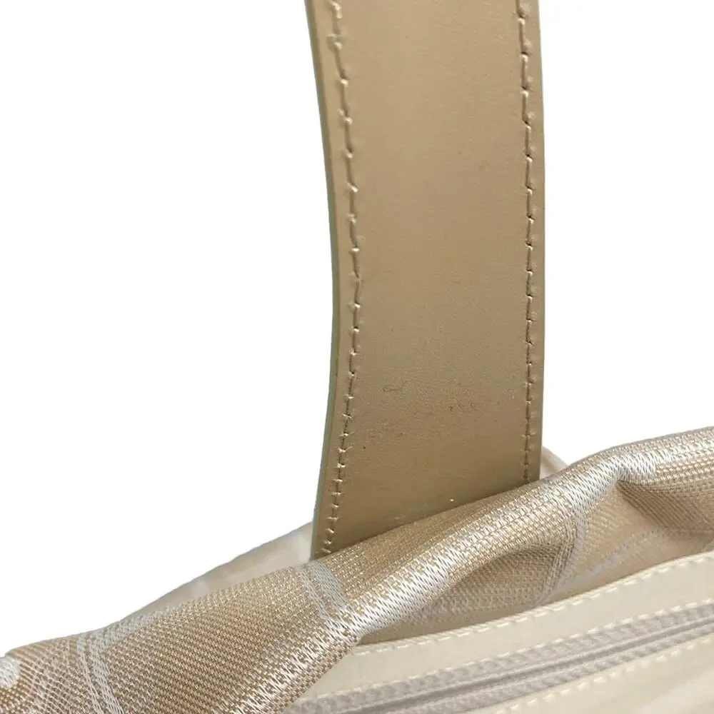 Chanel New Travel Line Tote MM Tote Bag Beige White Nylon Jacquard Leather